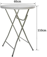 LANNY Cocktail Home Granite Round Plastic Bar Height Folding Table, Ø 60cm*H 110cm (White)